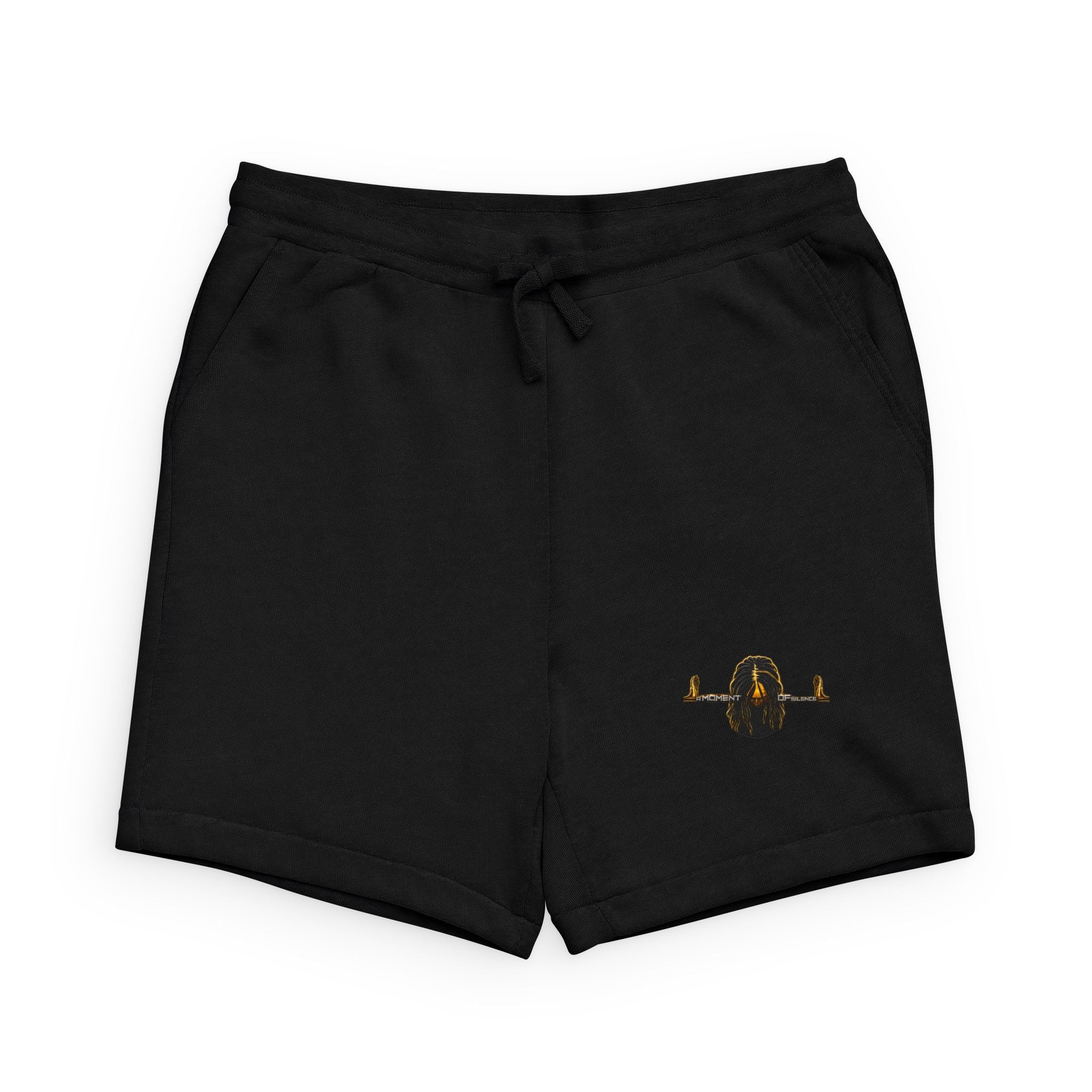 Th3rdstandard Moment of Silence Gold Skull & Wings Fleece Sweatshorts — Men's Casual Streetwear