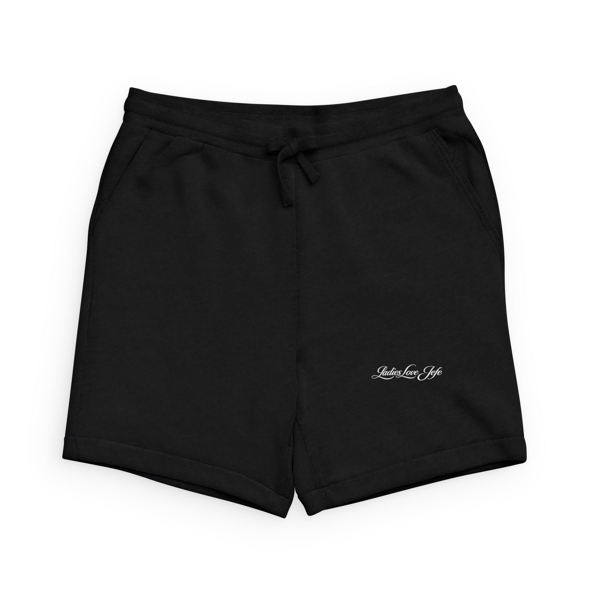 Th3rdstandard Embroidered Minimal Script Sweatshorts — Black Cozy Lounge Shorts